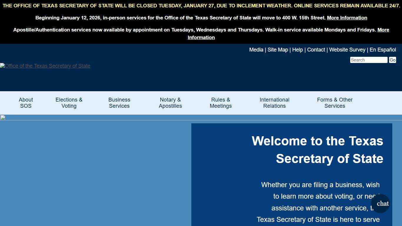 Welcome to the Texas Secretary of State